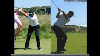 Jon Rahm golf swing  Long Iron faceon amp downtheline July 2017 [upl. by Dylane]