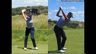 Justin Thomas golf swing  Long Iron faceon amp downtheline July 2017 [upl. by Allez]