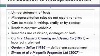 Misrepresentation Lecture 1 of 4 [upl. by Naujet]